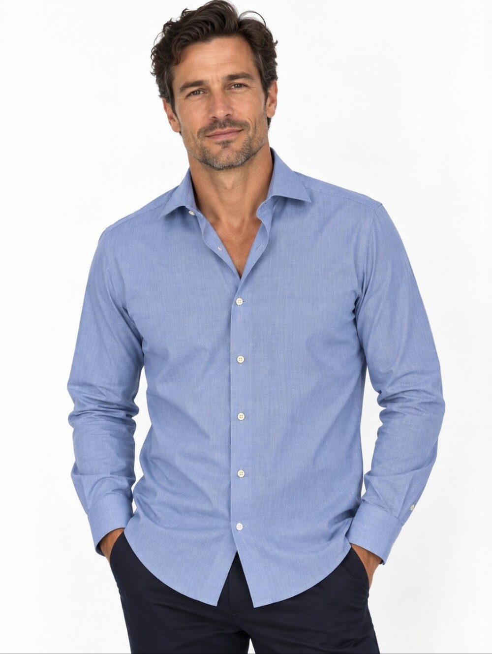 Doppelganger Roma Men's Button Down Dark Blue Shirt Size 15 38 NEW